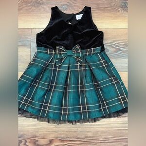 The Children’s Place 3T Plaid Velvet Dress with Bow Accent 718
